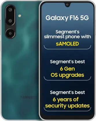 Samsung Galaxy F16 5G Glam Green, 8GB RAM, 128GB Storage 50MP, 5MP, 2MP Triple Rear Camera 13MP Front Camera Smartphone Under Rs 15,000